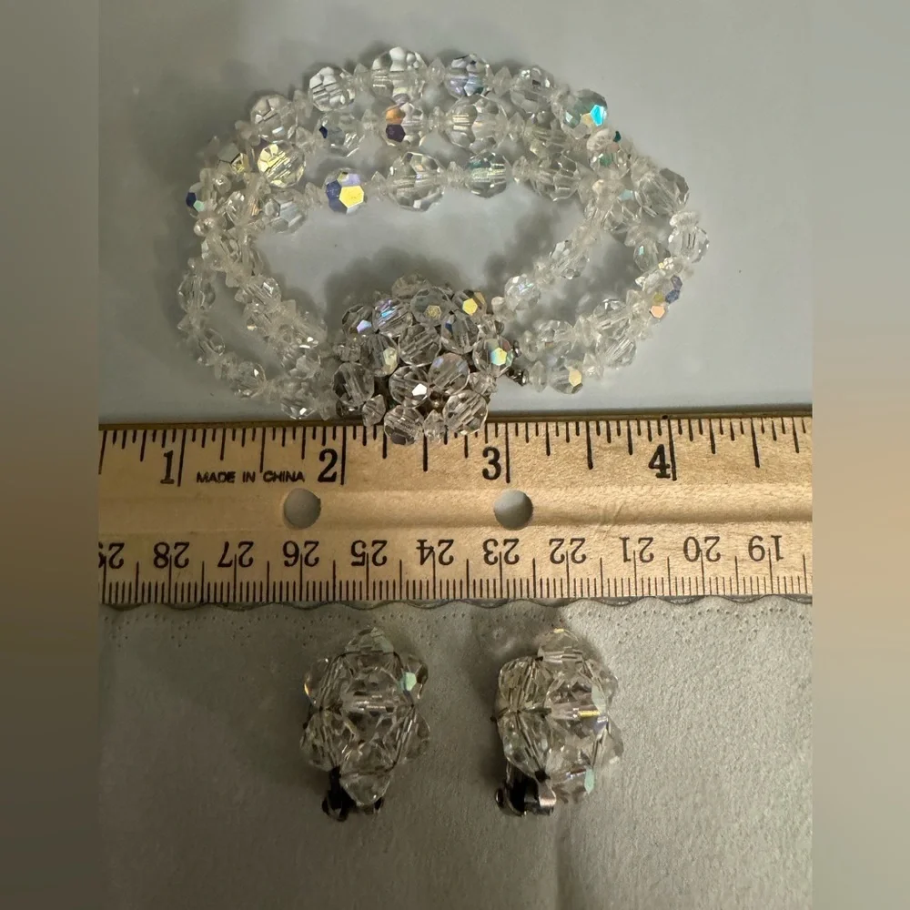 Vintage Aurora Borealis AB Crystal Bracelet Set